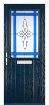 Cottage Half Glazed Crystal Harmony Composite Front Door in Dark Blue