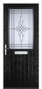 Cottage Half Glazed Crystal Harmony Composite Front Door in Black