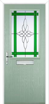 Cottage Half Glazed Crystal Harmony Composite Front Door in Chartwell Green
