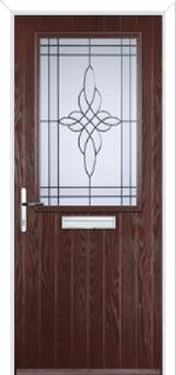 Cottage Half Glazed Crystal Harmony Composite Front Door in Darkwood