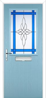 Cottage Half Glazed Crystal Harmony Composite Front Door in Duck Egg Blue