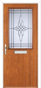 Cottage Half Glazed Crystal Harmony Composite Front Door in Oak