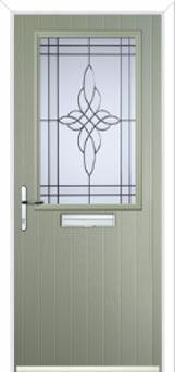 Cottage Half Glazed Crystal Harmony Composite Front Door in Pebble Grey