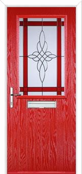 Cottage Half Glazed Crystal Harmony Composite Front Door in Poppy Red