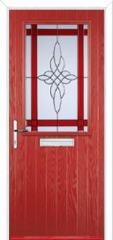 Cottage Half Glazed Crystal Harmony Composite Front Door in Red