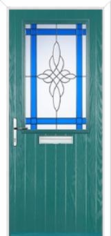 Cottage Half Glazed Crystal Harmony Composite Front Door in Turquoise Blue