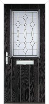 Cottage Half Glazed Brass Art Clarity Composite Front Door in Black Brown