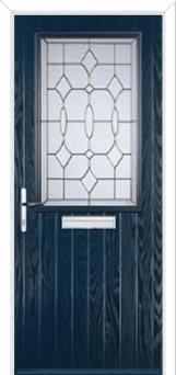 Cottage Half Glazed Brass Art Clarity Composite Front Door in Dark Blue
