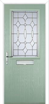 Cottage Half Glazed Brass Art Clarity Composite Front Door in Chartwell Green