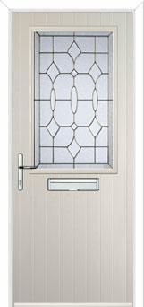 Cottage Half Glazed Brass Art Clarity Composite Front Door in Cream