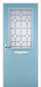Cottage Half Glazed Brass Art Clarity Composite Front Door in Duck Egg Blue