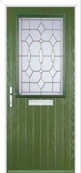 Cottage Half Glazed Zinc/Brass Art Clarity Composite Front Door in Fern Green