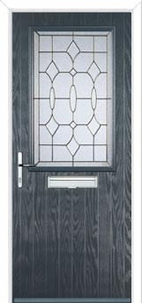 Cottage Half Glazed Brass Art Clarity Composite Front Door in Anthracite Grey