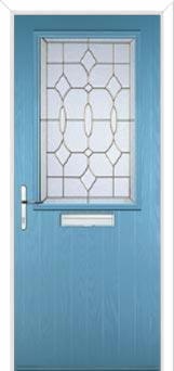Cottage Half Glazed Zinc/Brass Art Clarity Composite Front Door in Pastel Blue