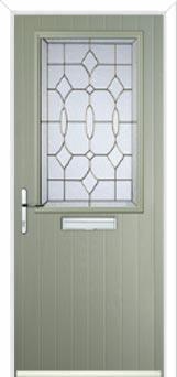 Cottage Half Glazed Zinc/Brass Art Clarity Composite Front Door in Pebble Grey