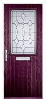 Cottage Half Glazed Zinc/Brass Art Clarity Composite Front Door in Purple Violet
