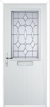 Cottage Half Glazed Brass Art Clarity Composite Front Door in White