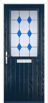 Cottage Half Glazed Drop Diamond Composite Front Door in Dark Blue