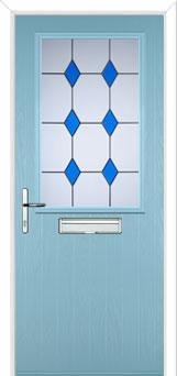 Cottage Half Glazed Drop Diamond Composite Front Door in Duck Egg Blue