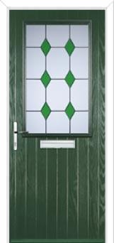 Cottage Half Glazed Drop Diamond Composite Front Door in Green
