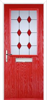 Cottage Half Glazed Drop Diamond Composite Front Door in Poppy Red