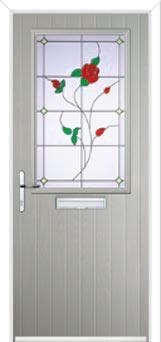 Cottage Half Glazed English Rose Composite Front Door in Agate Grey