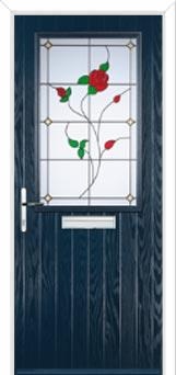 Cottage Half Glazed English Rose Composite Front Door in Dark Blue