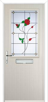 Cottage Half Glazed English Rose Composite Front Door in Cream