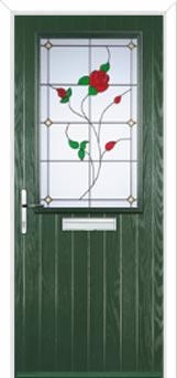 Cottage Half Glazed English Rose Composite Front Door in Green
