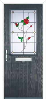 Cottage Half Glazed English Rose Composite Front Door in Anthracite Grey
