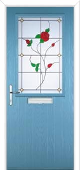 Cottage Half Glazed English Rose Composite Front Door in Pastel Blue