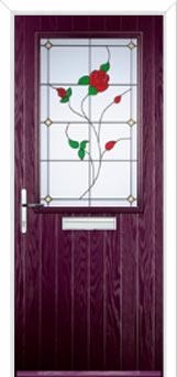 Cottage Half Glazed English Rose Composite Front Door in Purple Violet