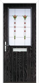 Cottage Half Glazed Fleur Composite Front Door in Black Brown