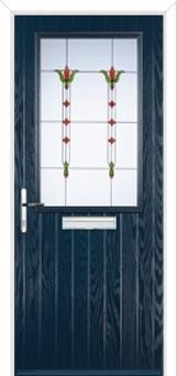 Cottage Half Glazed Fleur Composite Front Door in Dark Blue