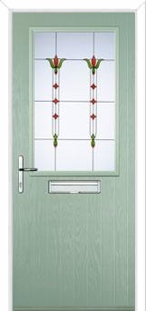 Cottage Half Glazed Fleur Composite Front Door in Chartwell Green