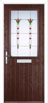 Cottage Half Glazed Fleur Composite Front Door in Darkwood