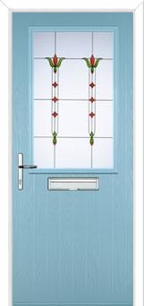 Cottage Half Glazed Fleur Composite Front Door in Duck Egg Blue