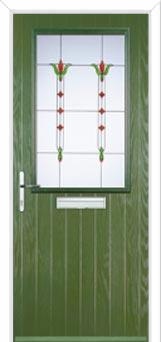 Cottage Half Glazed Fleur Composite Front Door in Fern Green
