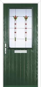 Cottage Half Glazed Fleur Composite Front Door in Green