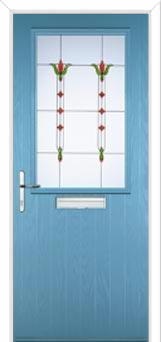 Cottage Half Glazed Fleur Composite Front Door in Pastel Blue