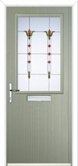Cottage Half Glazed Fleur Composite Front Door in Pebble Grey