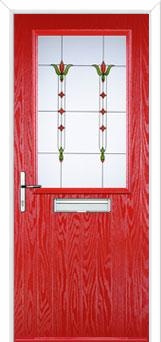Cottage Half Glazed Fleur Composite Front Door in Poppy Red