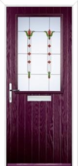 Cottage Half Glazed Fleur Composite Front Door in Purple Violet