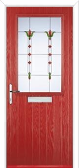 Cottage Half Glazed Fleur Composite Front Door in Red