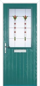 Cottage Half Glazed Fleur Composite Front Door in Turquoise Blue