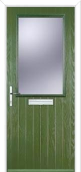 Cottage Half Glazed Composite Front Door in Fern Green