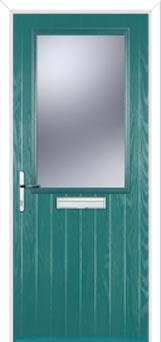 Cottage Half Glazed Composite Front Door in Turquoise Blue