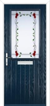 Cottage Half Glazed Mackintosh Rose Composite Front Door in Dark Blue