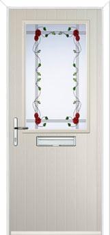 Cottage Half Glazed Mackintosh Rose Composite Front Door in Cream
