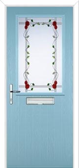 Cottage Half Glazed Mackintosh Rose Composite Front Door in Duck Egg Blue